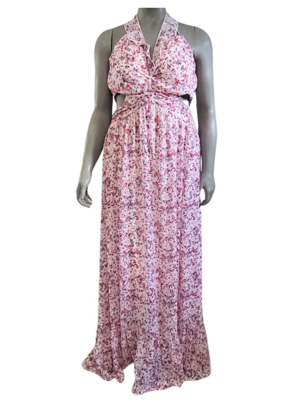 FASHION NOVA NWT Multi-Colored Chiffon Floral Maxi Halter Dress -  Women's 2X